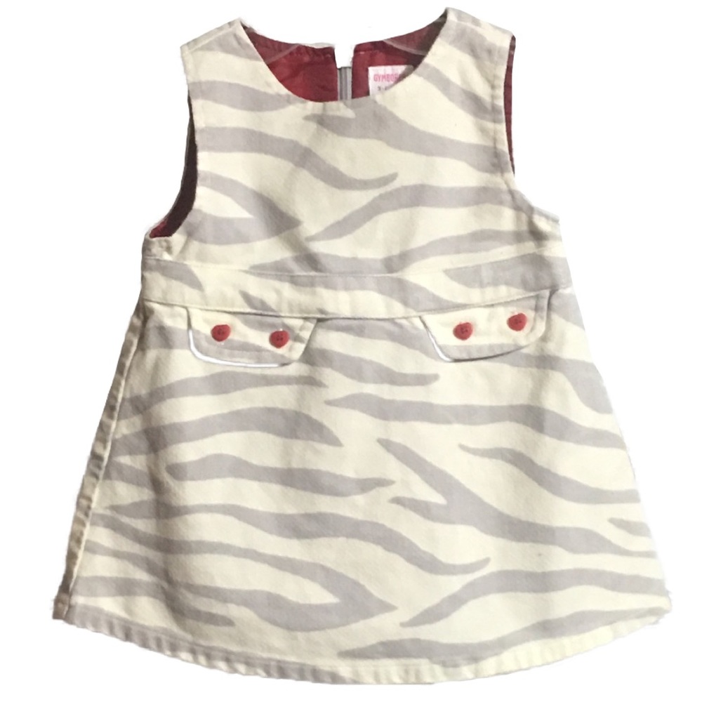 Gymboree Tiger Love Gray Stripe Girls Vintage Jumper Dress 3-6 month - Picture 2 of 3